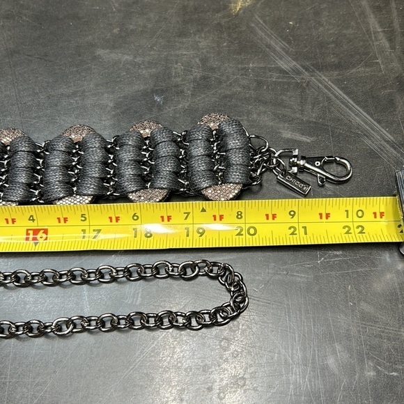 Chicos belt adjustable copper sequin ovals linked by weaving ovals with chain. - Picture 7 of 15